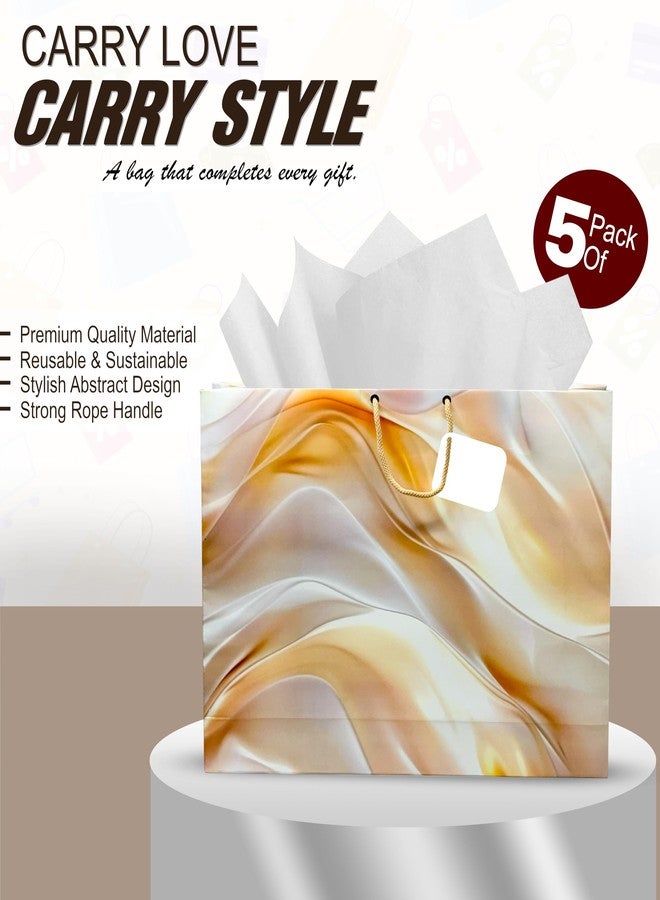 KOSY حقيبة هدايا ورقية من KOSY، كبيرة الحجم ومتعددة الألوان، بتصميم أنيق، مزودة بمقابض حبلية، مثالية للهدايا والهدايا التذكارية، مناسبة لسلال الملابس وتغليف متاجر التجزئة والبوتيكات. عبوة من 5 قطع. - Image 2